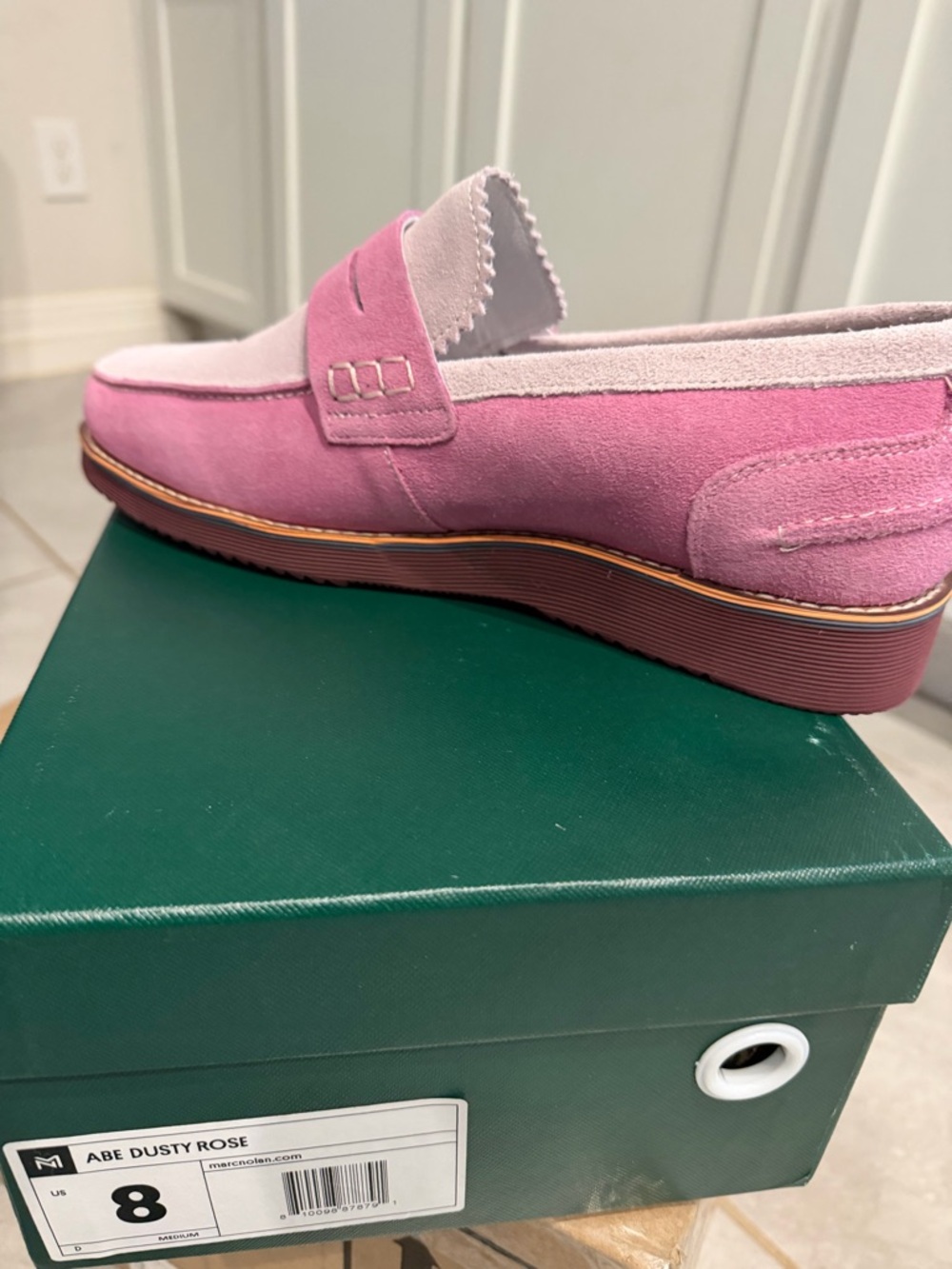 Men's Dusty Pink Suede Penny Loafers
